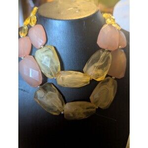 Paparazzi Yellow Pink Acrylic Vtj Style Necklace Statement